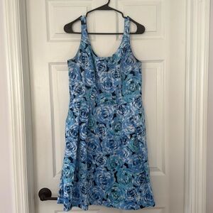 Blue Rose Dress with Pockets - Size 12